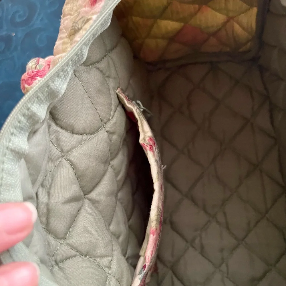 Quilted Floral Satchel Bag in Pink and Cream